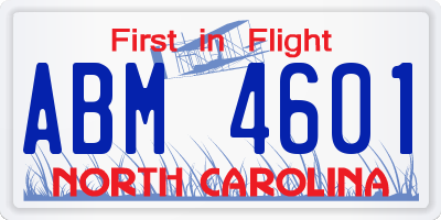 NC license plate ABM4601