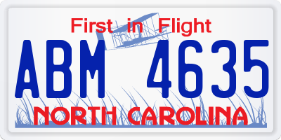 NC license plate ABM4635