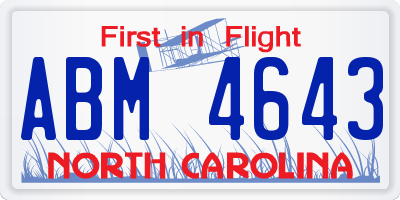 NC license plate ABM4643