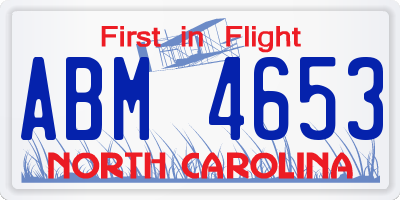 NC license plate ABM4653
