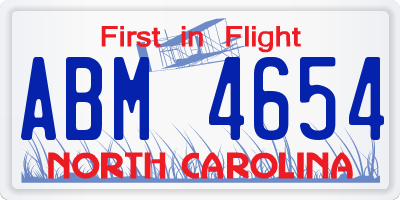 NC license plate ABM4654