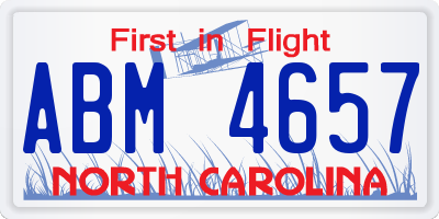 NC license plate ABM4657