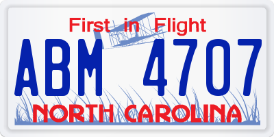 NC license plate ABM4707