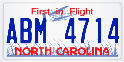 NC license plate ABM4714