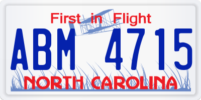 NC license plate ABM4715
