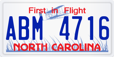 NC license plate ABM4716