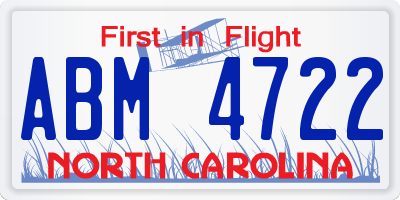 NC license plate ABM4722