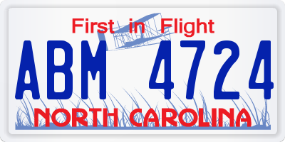 NC license plate ABM4724