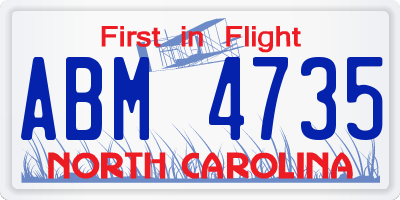 NC license plate ABM4735