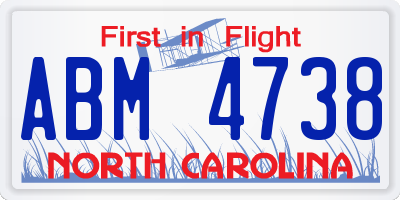 NC license plate ABM4738
