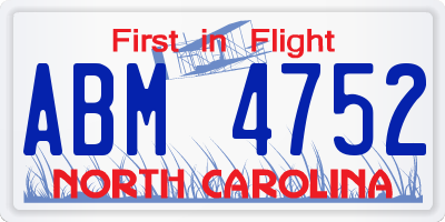 NC license plate ABM4752