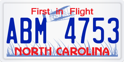 NC license plate ABM4753