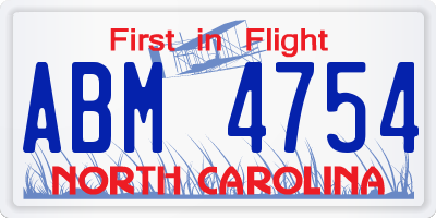 NC license plate ABM4754