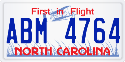 NC license plate ABM4764
