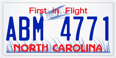NC license plate ABM4771