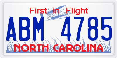 NC license plate ABM4785