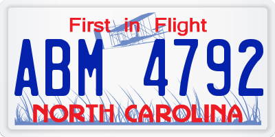 NC license plate ABM4792