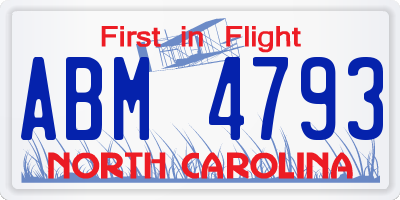 NC license plate ABM4793