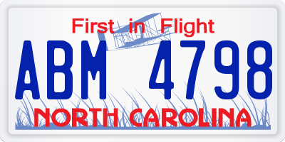 NC license plate ABM4798