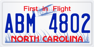 NC license plate ABM4802