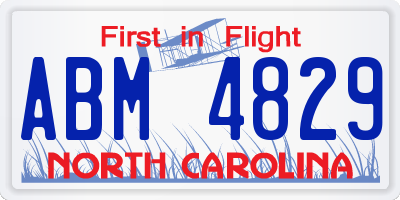 NC license plate ABM4829