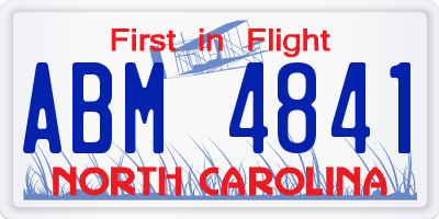 NC license plate ABM4841