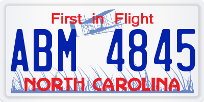 NC license plate ABM4845