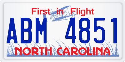 NC license plate ABM4851