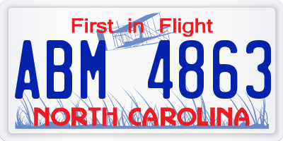 NC license plate ABM4863