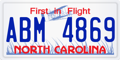 NC license plate ABM4869