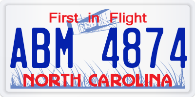 NC license plate ABM4874