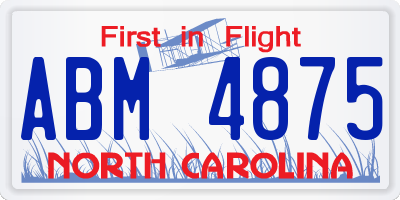 NC license plate ABM4875