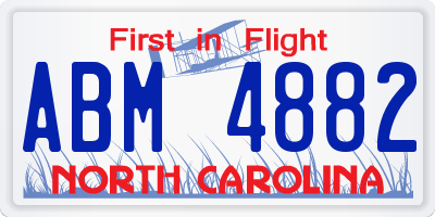 NC license plate ABM4882