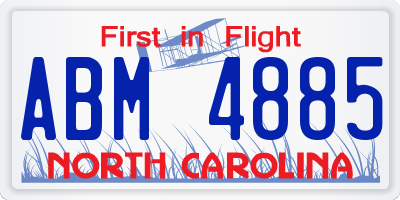NC license plate ABM4885