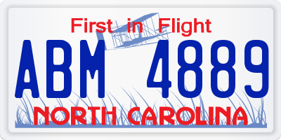 NC license plate ABM4889