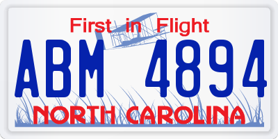 NC license plate ABM4894