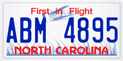 NC license plate ABM4895