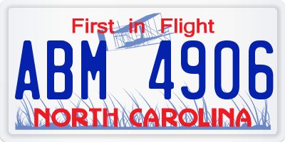 NC license plate ABM4906