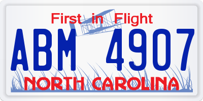 NC license plate ABM4907
