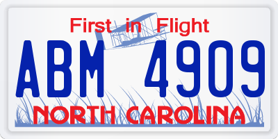 NC license plate ABM4909