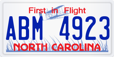 NC license plate ABM4923
