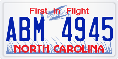 NC license plate ABM4945