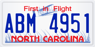 NC license plate ABM4951