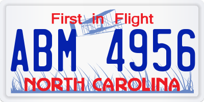 NC license plate ABM4956