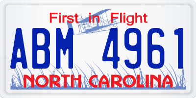 NC license plate ABM4961
