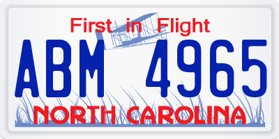 NC license plate ABM4965