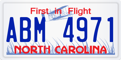 NC license plate ABM4971
