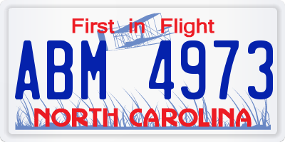 NC license plate ABM4973