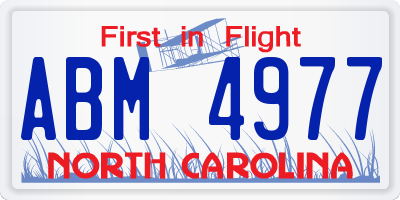 NC license plate ABM4977