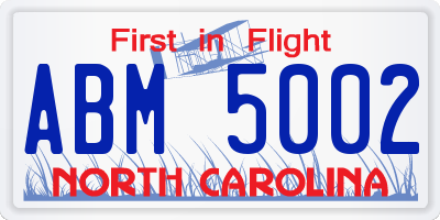 NC license plate ABM5002